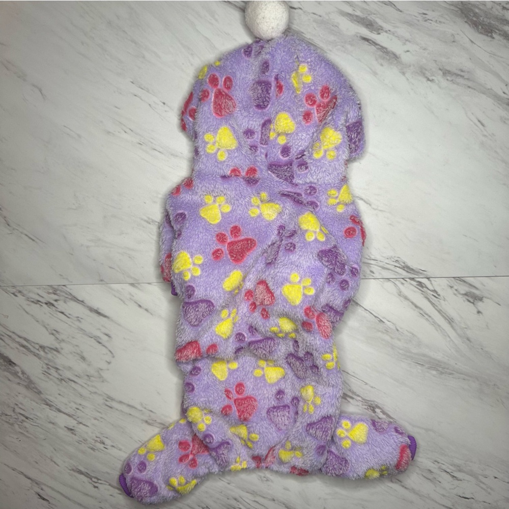 Paw Print Pet Pajamas - Soft Stretch - Purple - Size Large - Picture 5 of 13